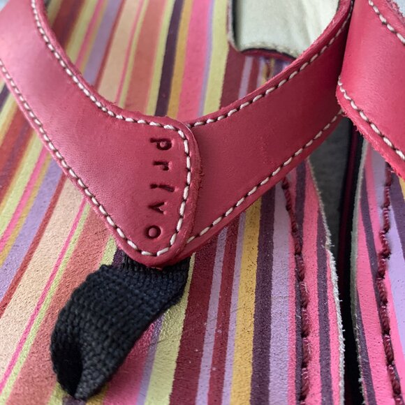 Clarks Privo Leather Flip Flops Sandals in a Coral Mix colour - Picture 4 of 5